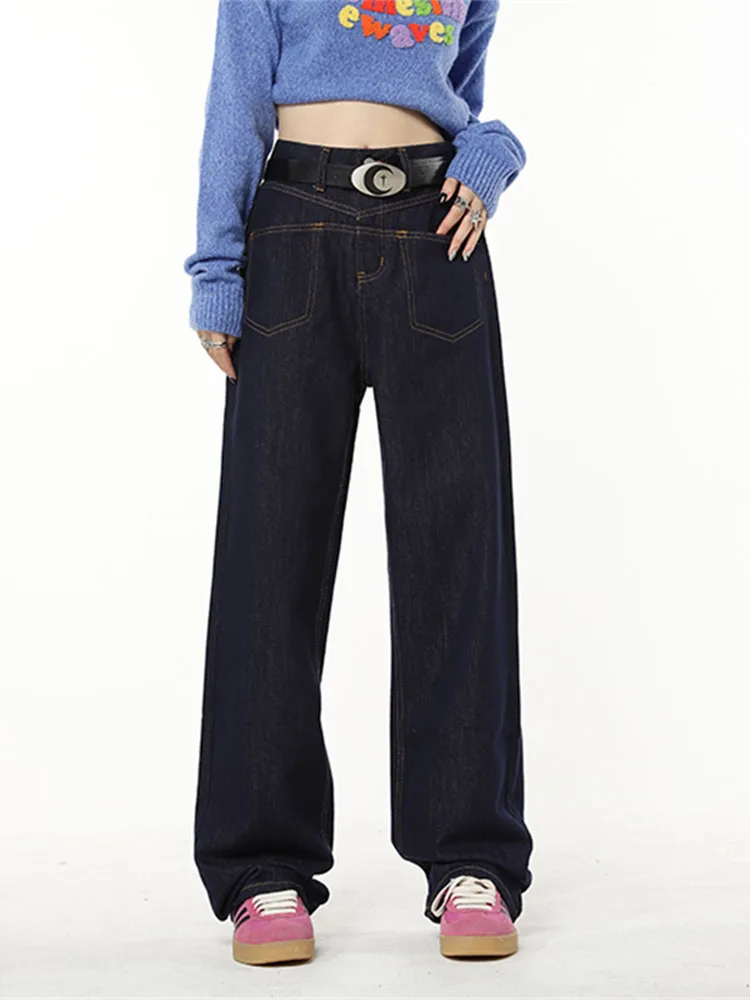 

Vintage High Waist Women Jeans Korean Fashion Streetwear Wide Leg Pants Female Denim Trouser Straight Baggy 2022 Autumn Winter