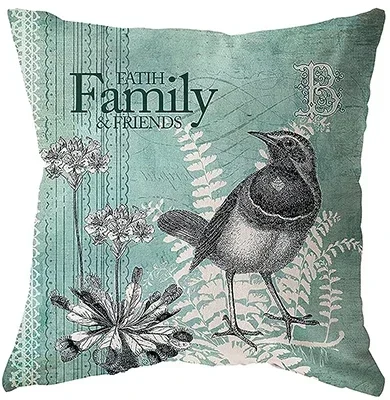 Retro Bird Farmhouse Decoration Pillow Cover Waist Pillowcase Black Gray Pillowcase Cushion Cover Bed Living Room
