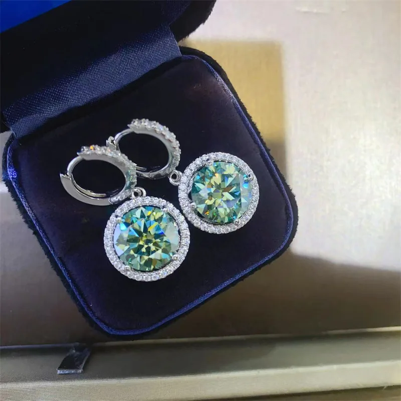NKHOG 10CT a Pair Moissanite Drop Earrings For Women 925 Silver Big Diamond Ear Studs Best Gifts Fine Jewelry Pass Diamond Test