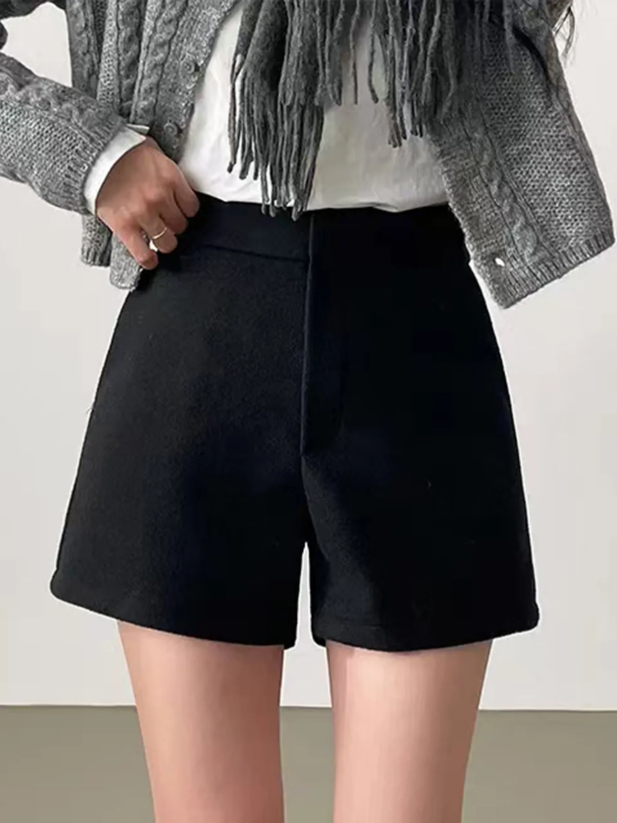 Korean Sle Thiened Winter Casual Pants Women's ort Woolen Trousers High Waist Slimming Outerwear Leisure Pants