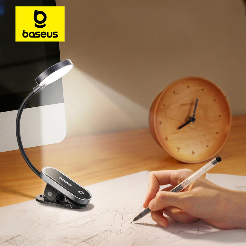 Baseus Clip Table Lamp LED Desk Lamp Flexible Touch Study Reading Lamp For Bedroom Bedside Desktop USB Rechargeable Table Light