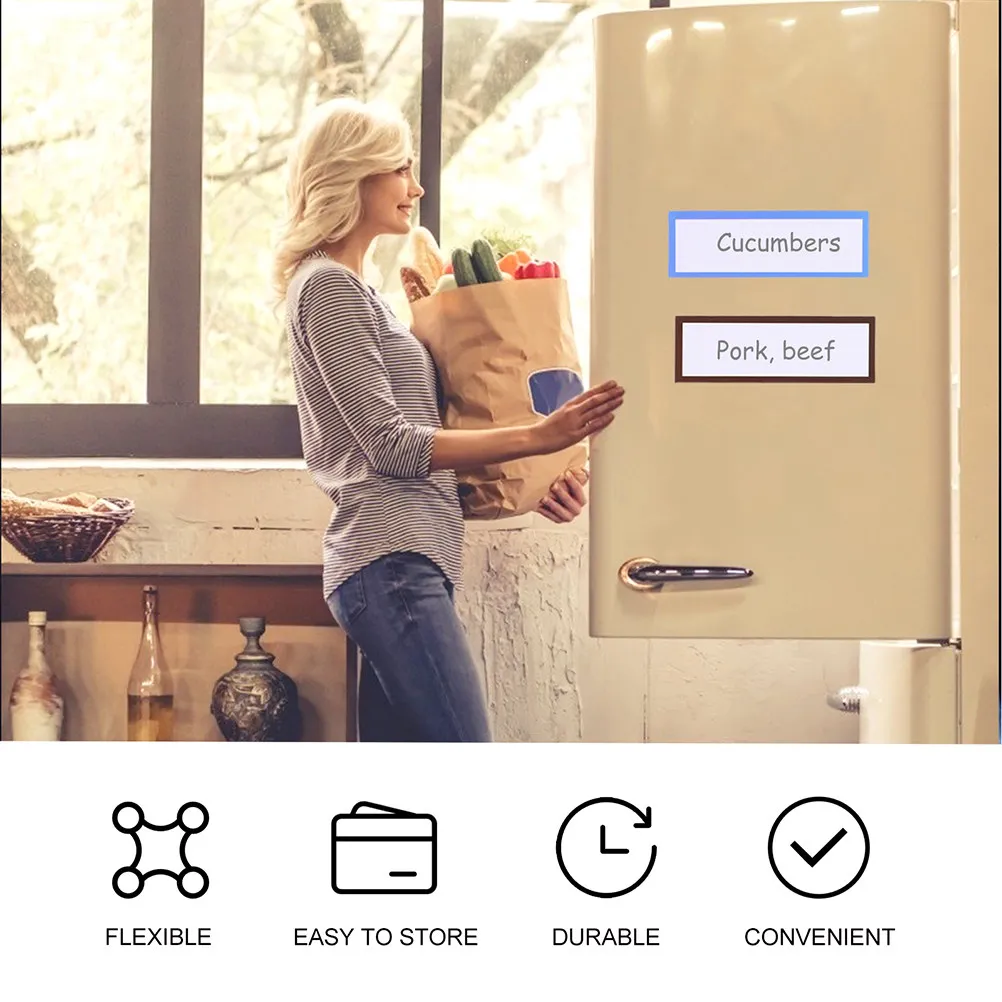40Pcs 자기 라벨 쓰기 가능 건식 지우기 이름표 태그 화이트보드 가정용 자기 스티커
