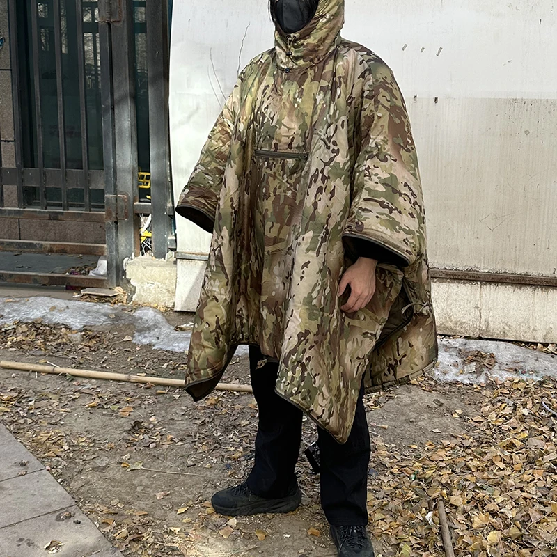 Dual-Use Cotton Tactical Cape Sleeping Bag Windproof Warm Storable