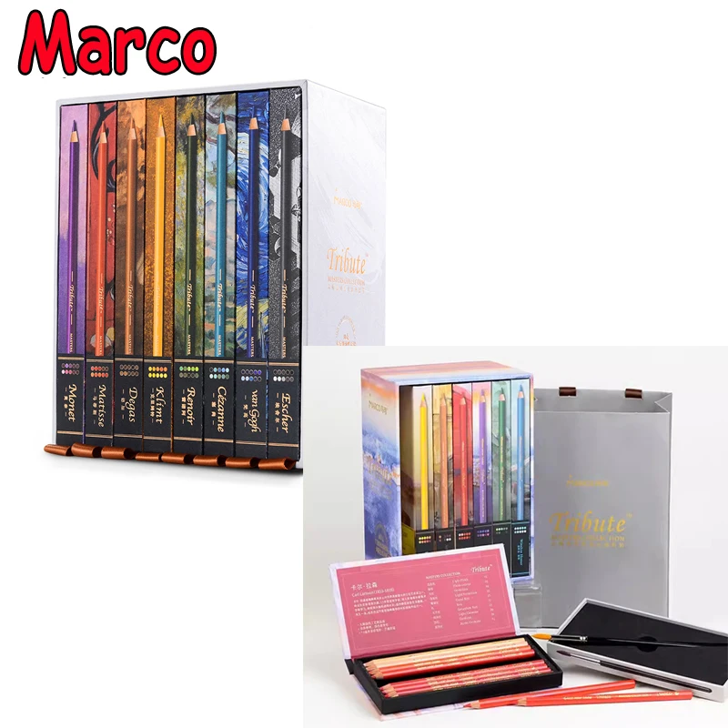 

Marco Master Series 60/80 Colors Water/ Oily Colored Pencil lapis de cor Gift Box Artist's Color For Drawing Painting Books