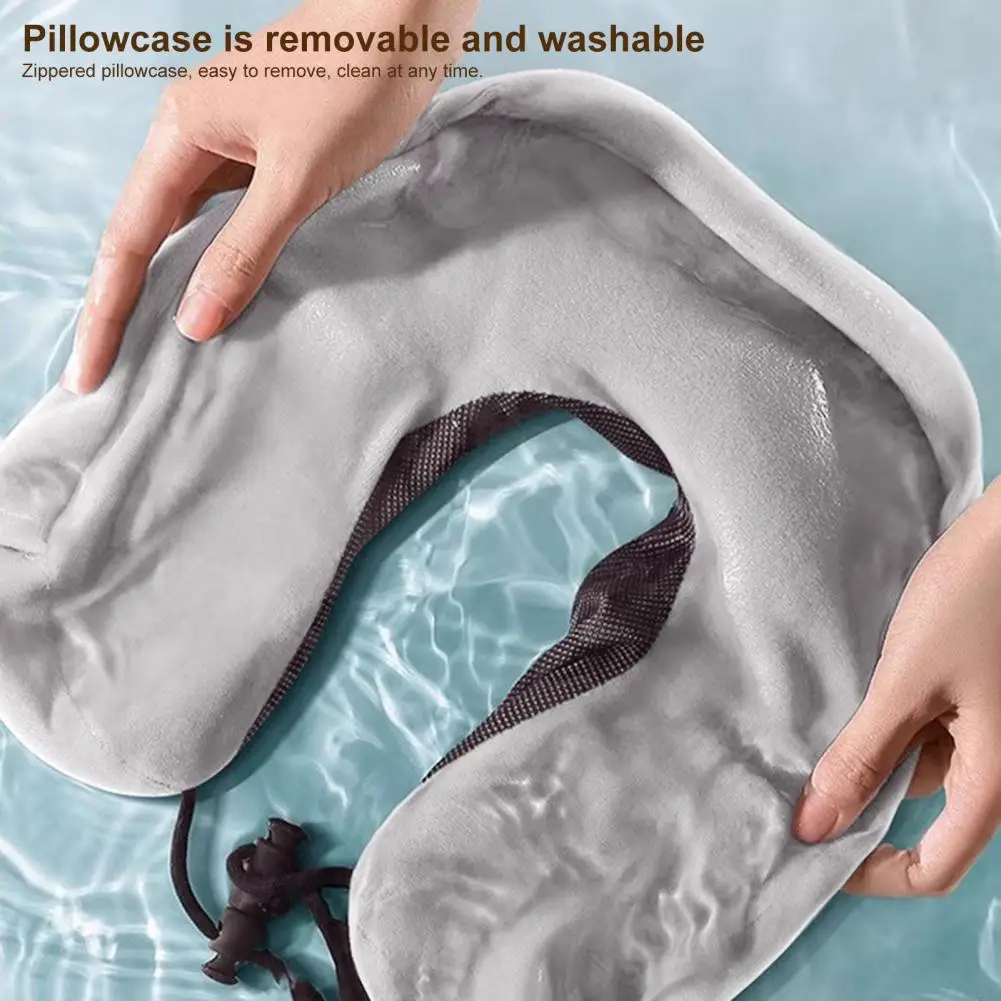 28*26cm Travel Pillow U-Shaped Neck Pillows Breathable Non-Fading Sleeping On Airplanes Memory Foam Neck Support With Zipper 4