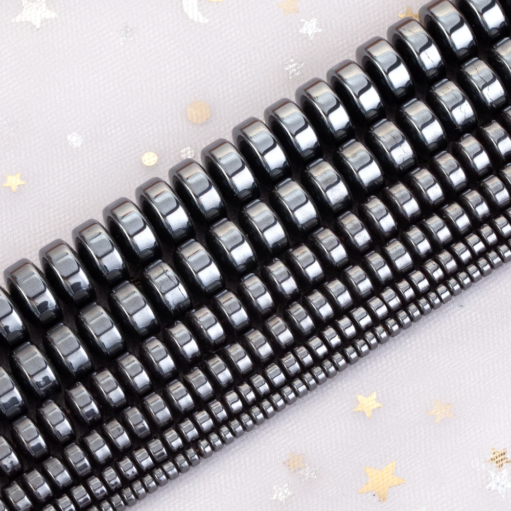 45-Stil natürliche schwarze Hämatit-Steinperlen, Stern, geometrische Säule, Herz, lose Distanzperlen für Schmuckherstellung, Armbänder, Halskette – Detail 5