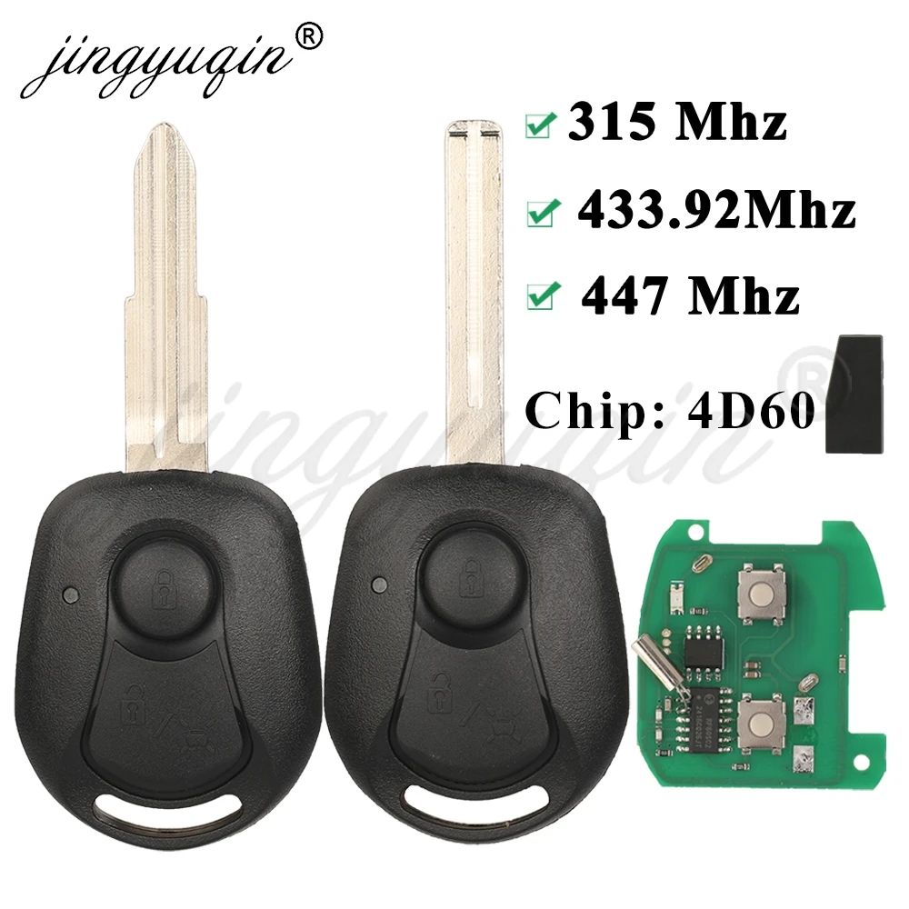 Jingyuqin 2 Tasten 315 Mhz 433,92 Mhz 447 MHZ 4D60 Chip Fernbedienung Kopf Auto Schlüssel Für Ssangyong Actyon Kyron actio Rexton SSY3 MBEF750/