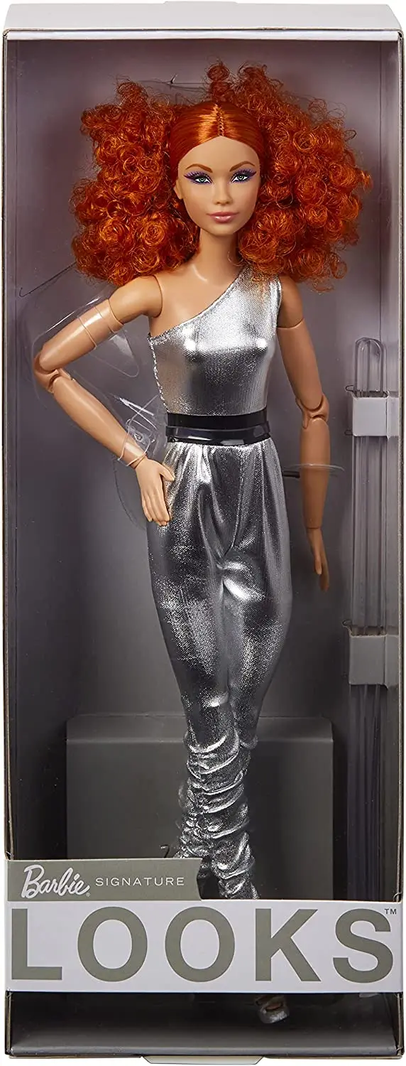 オリジナルのバービーの署名スタイルの人形,ダークブラウンのカーリーヘアヨガスタイルの関節式の人形,コレクターエディションのおもちゃ
