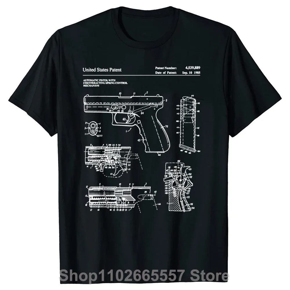 Lustige Pistole Patent Pistole T-Shirts Grafik Baumwolle Streetwear Kurzarm Geburtstags geschenke Sommer Stil T-Shirt Herren bekleidung