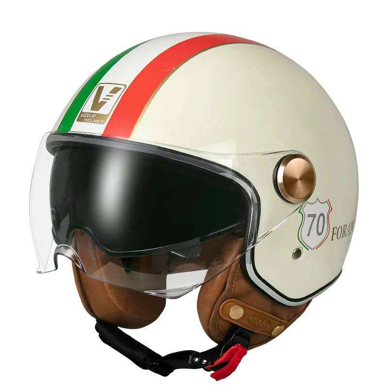 

Motorcycle Helmet Half Face ABS Motorbike Helmet Electric Safety Double Lens Helmet Moto Casque for Women/Men Casco Moto