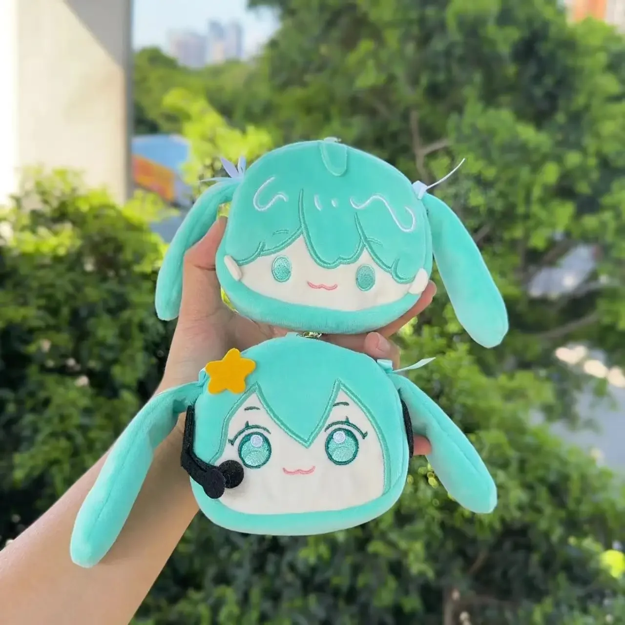 Anime Peripheral Hatsune Miku Bluetooth Headset Storage Bag Cute Cartoon Key Chain Plush Coin Purse