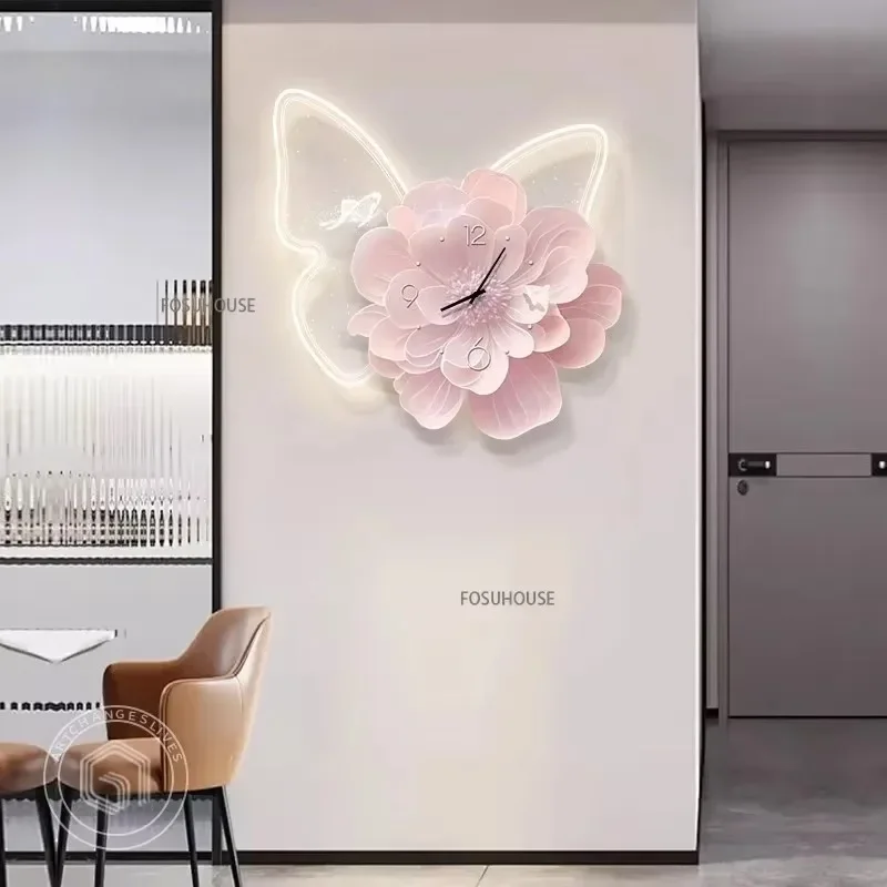 Modern Creative Butterfly Digital Wall Clocks Luxury Dining Room Decor Wall Clock Living Room Decoration Led Luminous Wall Clock 3