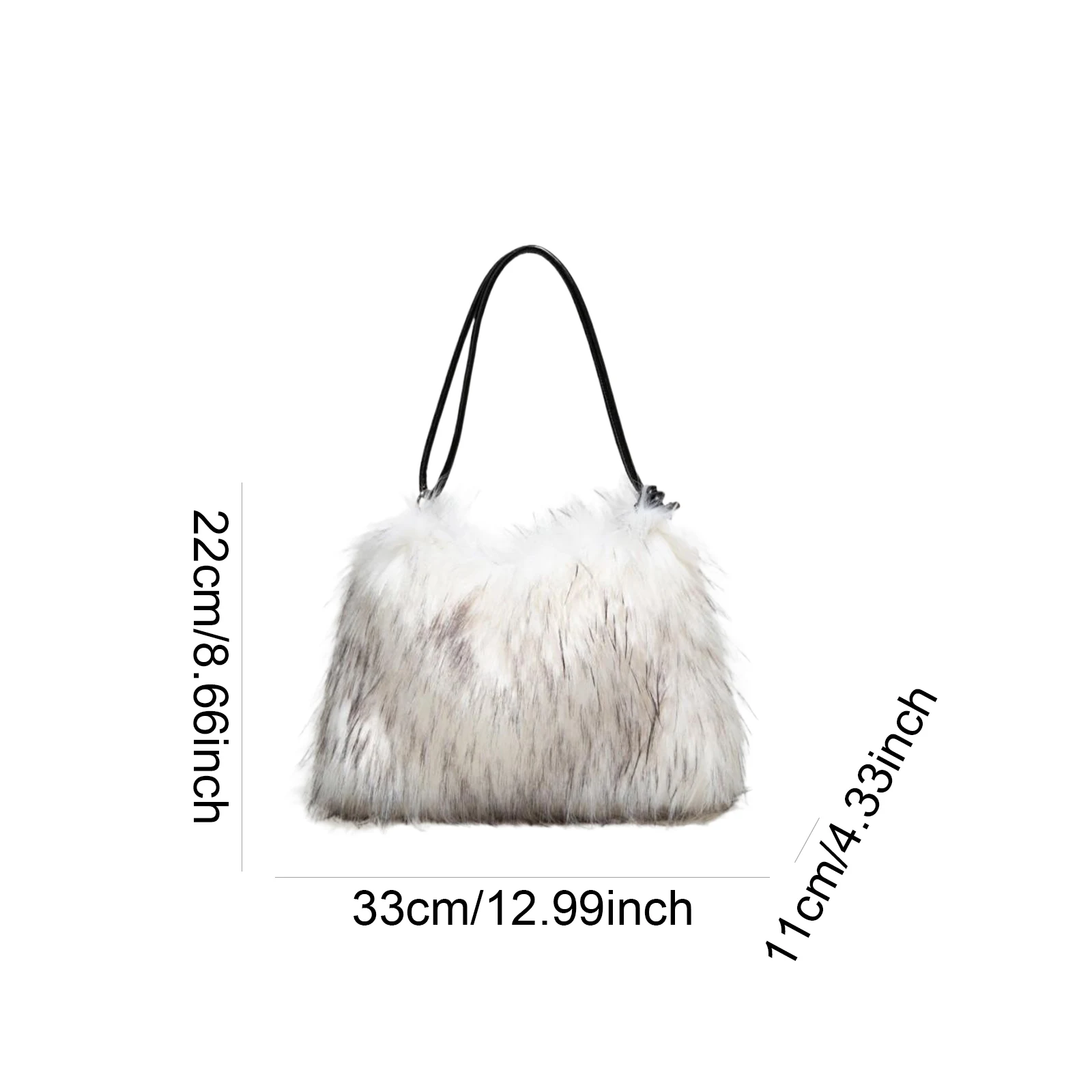 Fluffy Plush Handbag Large Faux Fur Tote Bag Shoulder Handbag Solid Color Satchel Handbag for Women Ladies Work Travel Commuting