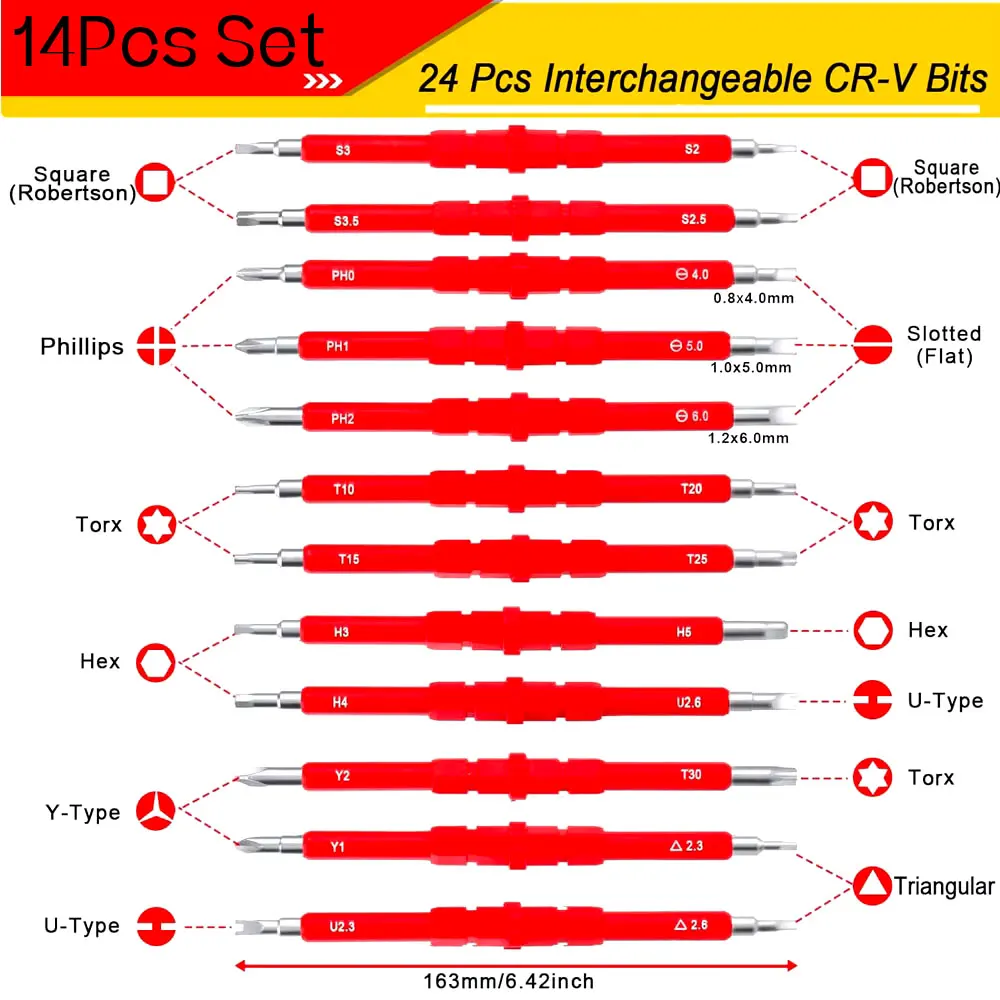 26 in 1 1000V Insulated Screwdriver Set for Electrician Professional Tools Magnetic Screw driver Bits Insulation Hand Tools 3