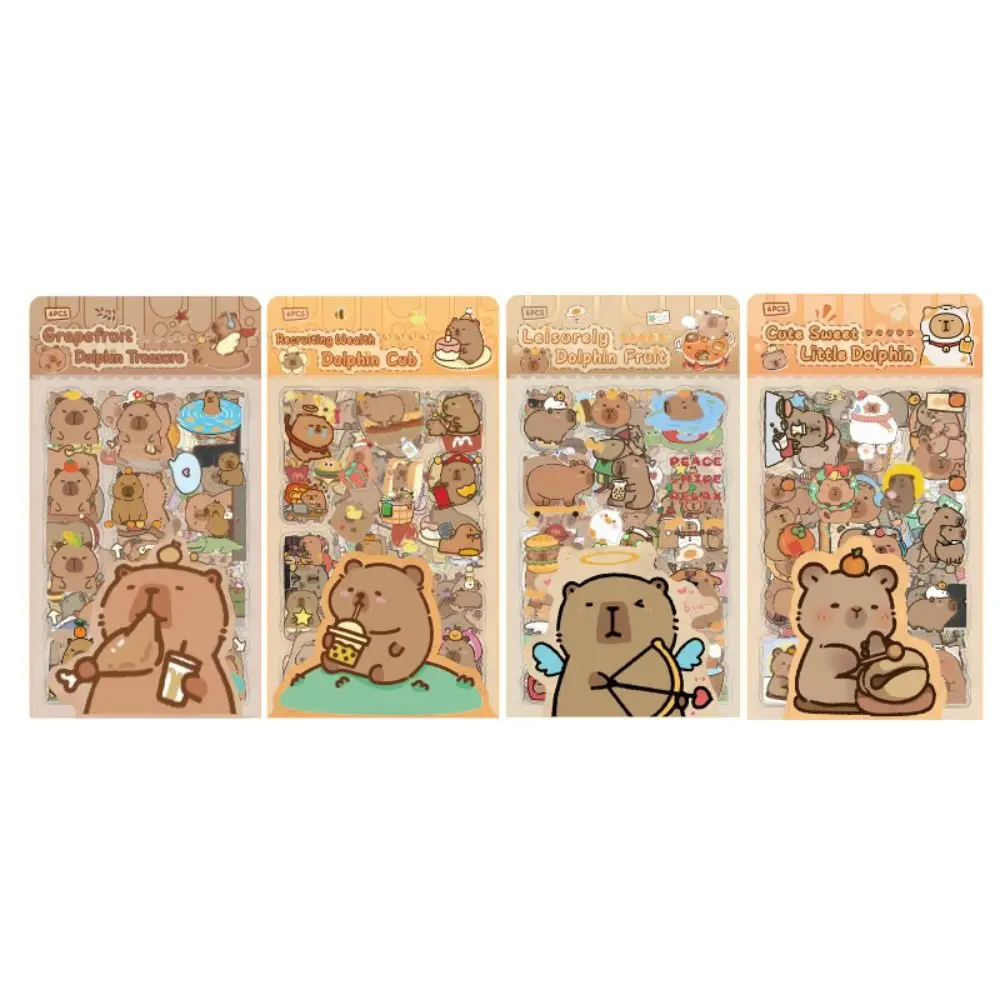 

6 Pcs/Bag Cute Capybara Hand Ledger Stickers Creative Cartoon Animal Scrapbooking DIY Material Waterproof Aesthetic
