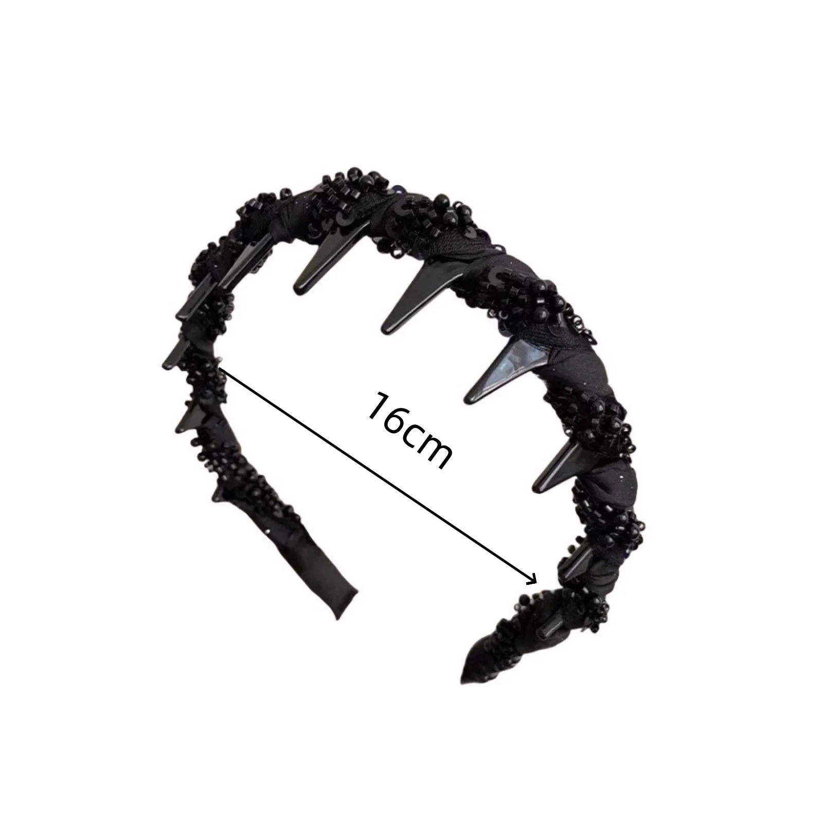 1PC 2 - Way Wear Beaded Headband: Fix Broken Hair, Elevate Crown, Chic Black Hair Accessory for Daily & Party Looks