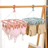 Clothes Drying Hanger 32 Clips Underwear Laundry Rack Foldable Socks Bracket Storage Organizers Windproof Clothes Horse Supplies 4