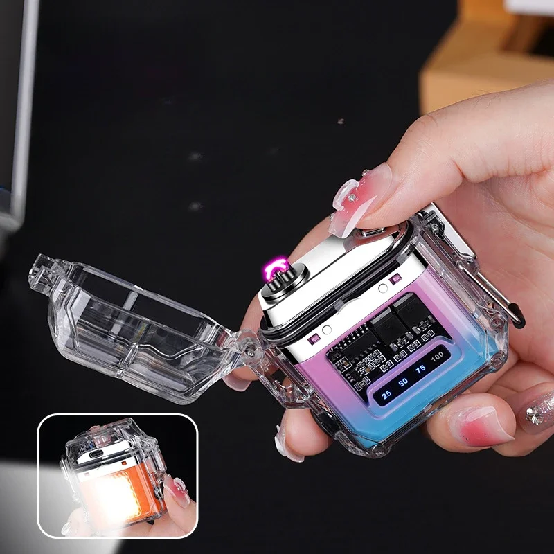 Transparent Shell Double Arc USB Electronic Lighter TYPE-C Fast Charge COB Lighting Plasma Lighter Electric Waterproof plasma lighter