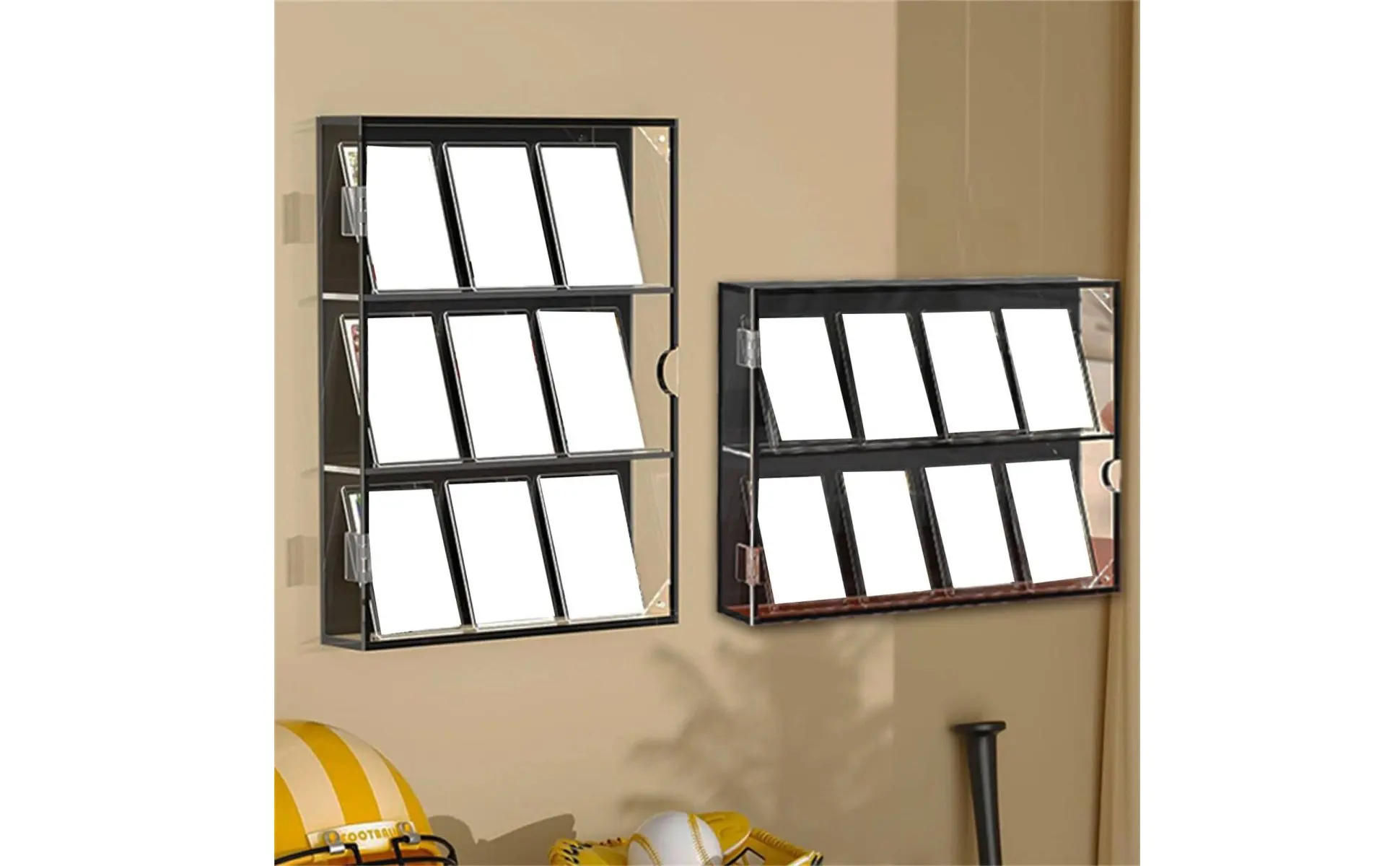 Sports Card Display Case Dustproof Wall Mount Sports Card Holder Large Capacity Protection for Office