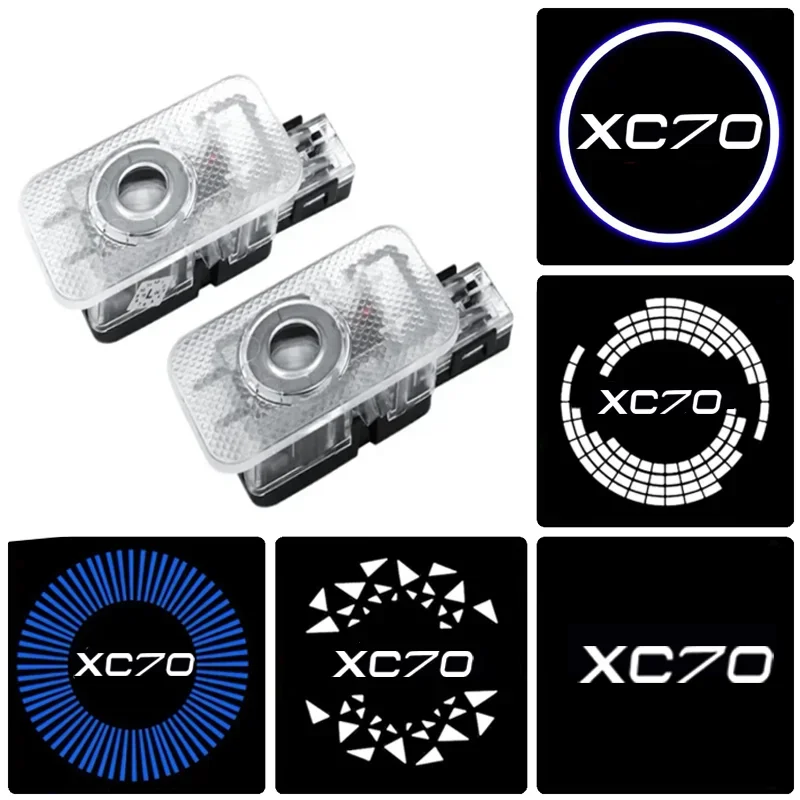 2Pcs Car LED Door Welcome Lights Laser Projector Retrofit Light for Volvo XC70 2010- Ghost Shadow Courtesy Lamp Accessories