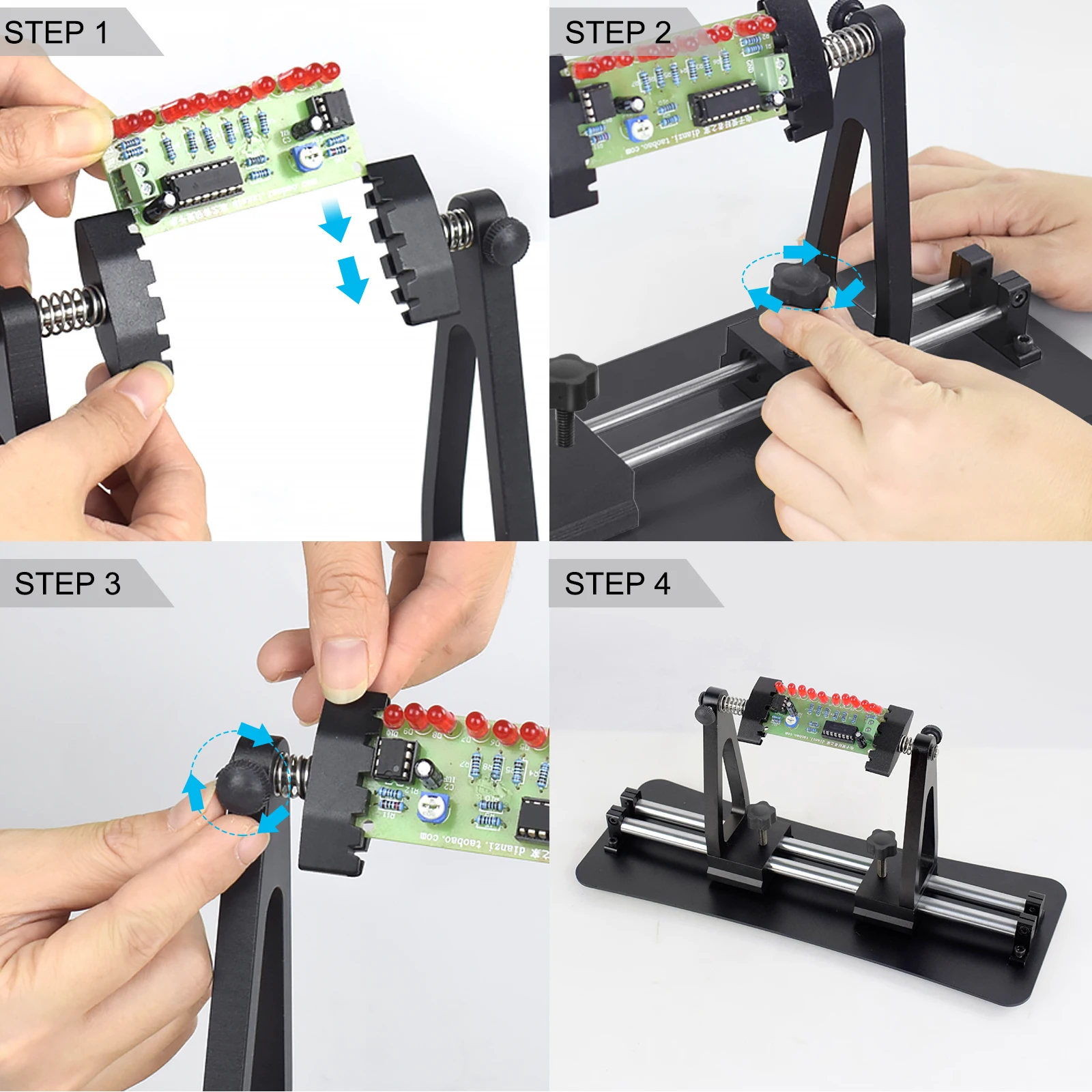 Circuit Board Holder Adjustable Portable PCB Soldering Clamp Soldering Third Hand Tool 360&deg; Rotation Assembly Stand NEWACALOX soldering tool,soldering helping hands,circuit board fixture