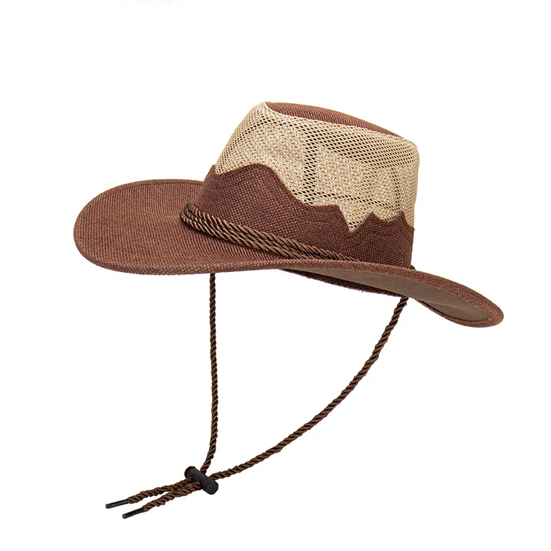 Cowboy hat Men's women's hollow-out jazz straw hat Men's summer hat Outdoor  fishing sun visor hat Men's beach hat - AliExpress