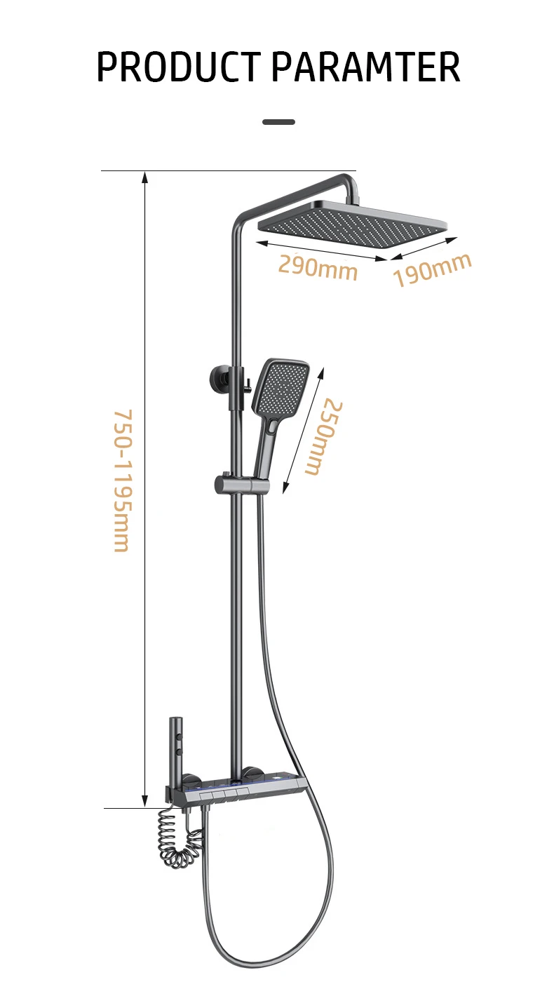 Description Picture 4 of itemHot Cold Mixer Shower Set Bathroom LED Digital Thermostatic Shower System Bathtub Wall Mount SPA Rain Fall Modern Luxury Faucets