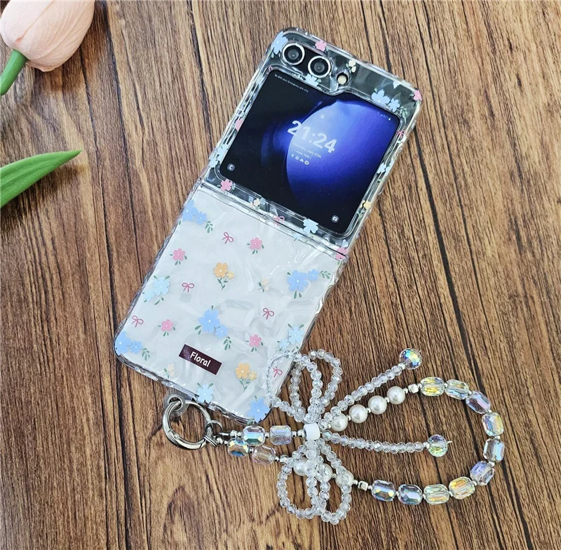 Cute Fresh Blue and Pink Floral Transparent Phone Case