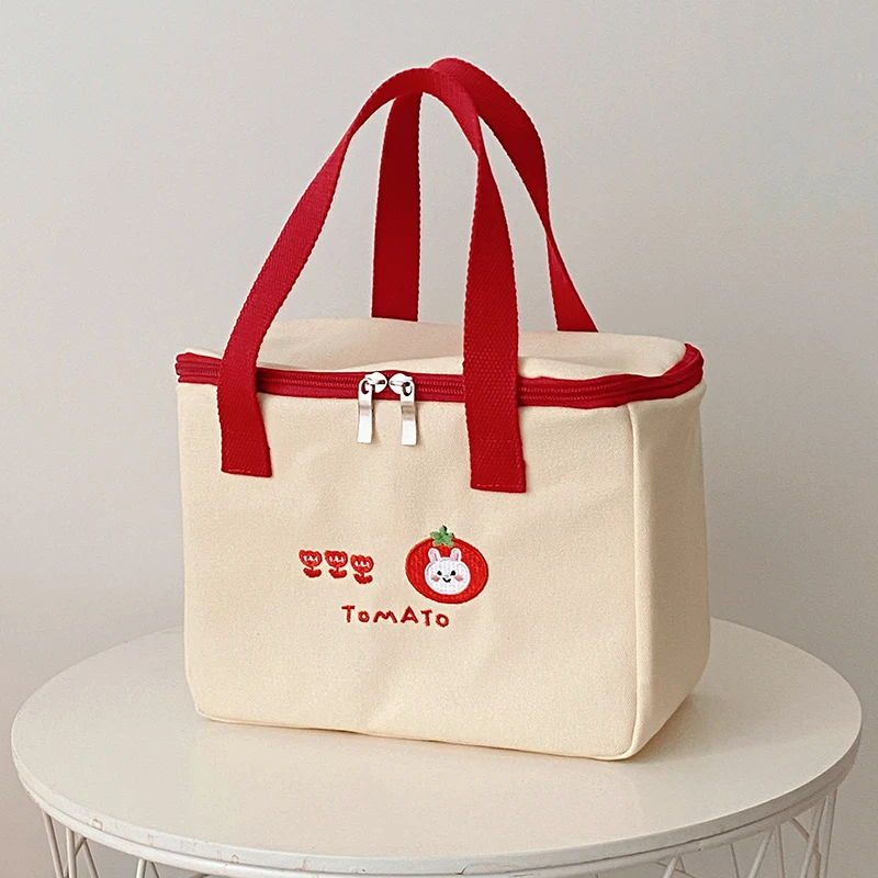 Lunch Bag Women Cute Insulated Canvas Cooler Aluminium Foil Thermal Food Box Family School Picnic Dinner Container