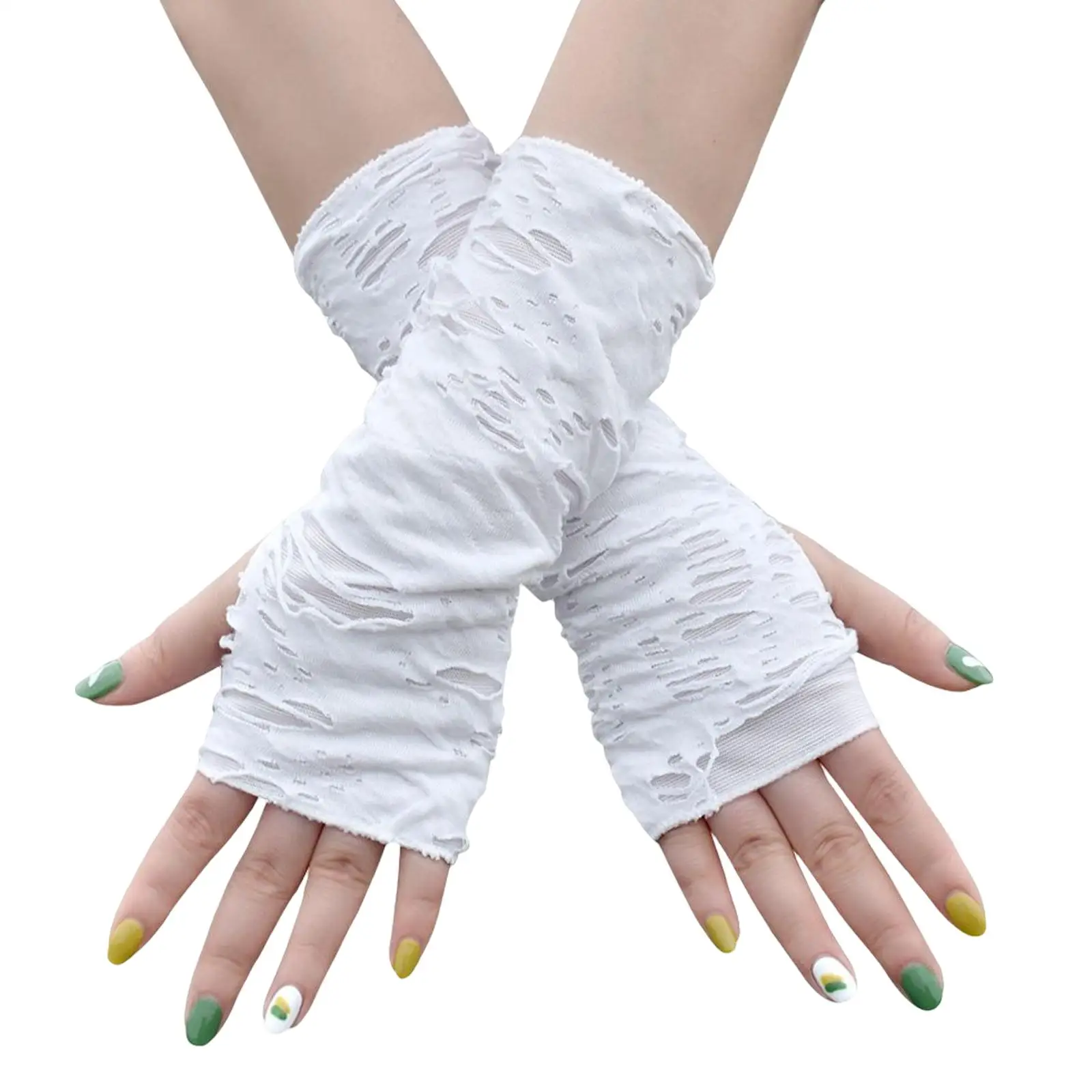 

Gothic Fingerless Gloves Party Ripped Gloves Fancy Dress Costume Accessories