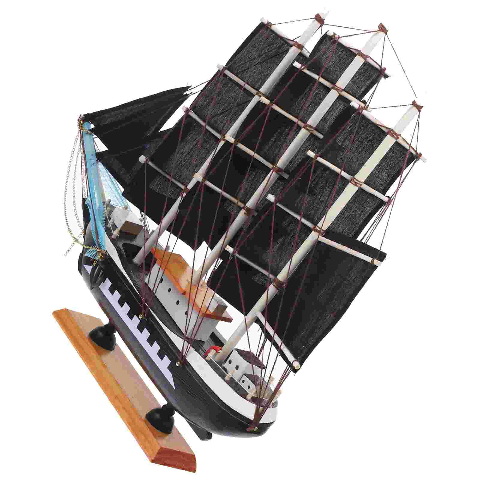 

Wooden Sailboat Model Pirate Ship Sailing Ocean Theme Sail Gift for Children Home Decor 33cm