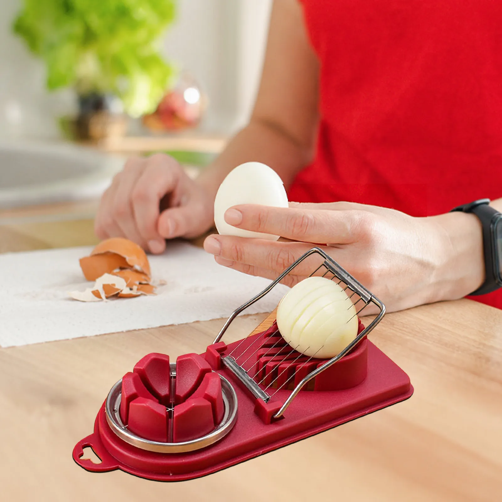 1 قطعة قطاعة البيض متعددة الأغراض خفيفة ومريحة قطاعة البيض الإبداعية مقسم البيض ملحقات المطبخ آمنة وسهلة الاستخدام