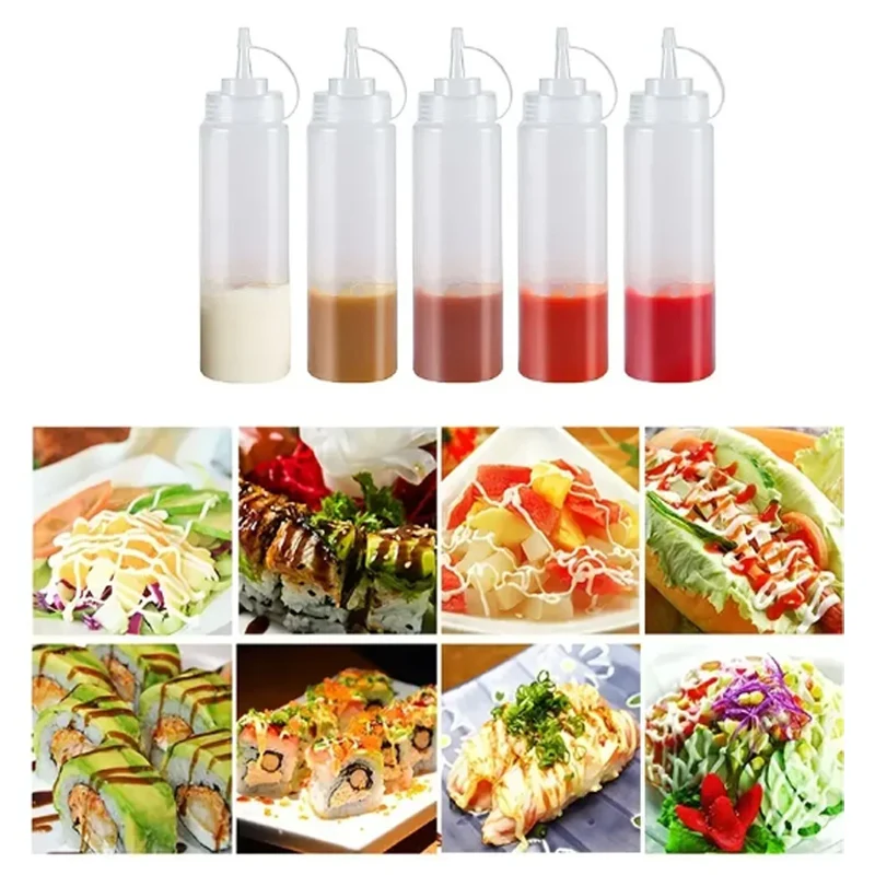 Squeeze Condiment Bottles with On CapSqueeze sauce Bottles Olive Oil Bottles Ketchup Mustard Dispensers Kitchen Accessories 5