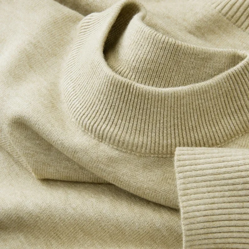 [Thin] half collar sweater-khaki