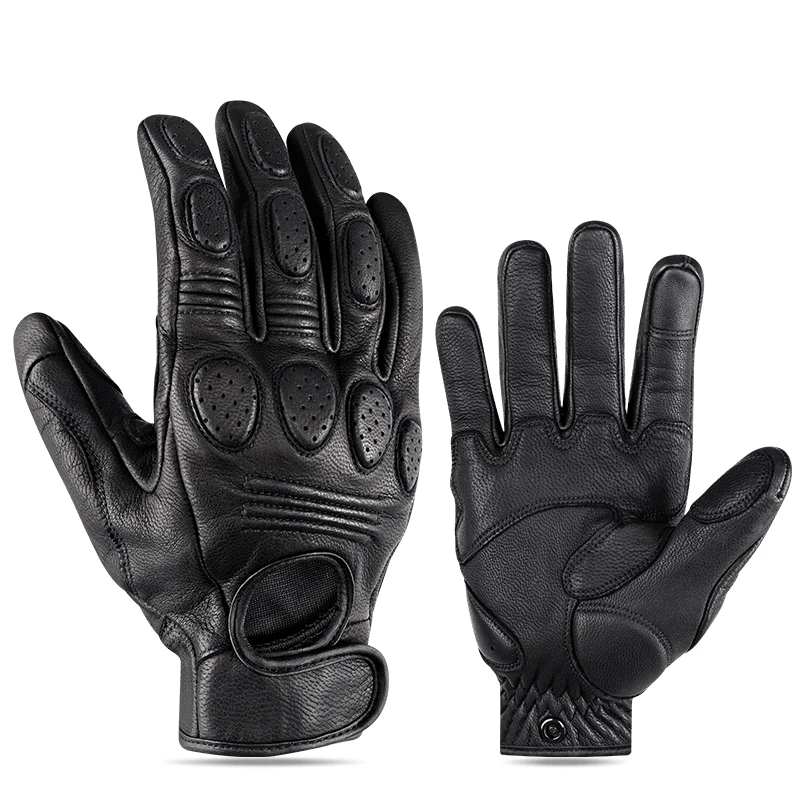 Electric Motorcycle Gloves Men Women Leather Full Finger Black Glove Motorcyclist Mountain Bike