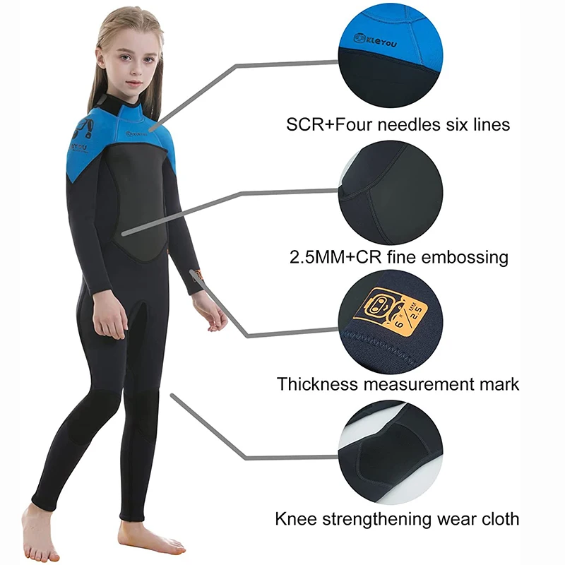 Diving Suits Kids Thermal Full Swimsuit Surf Scuba Diving Set Underwater Freediving Set 2.5MM Neoprene Wetsuit For Kids
