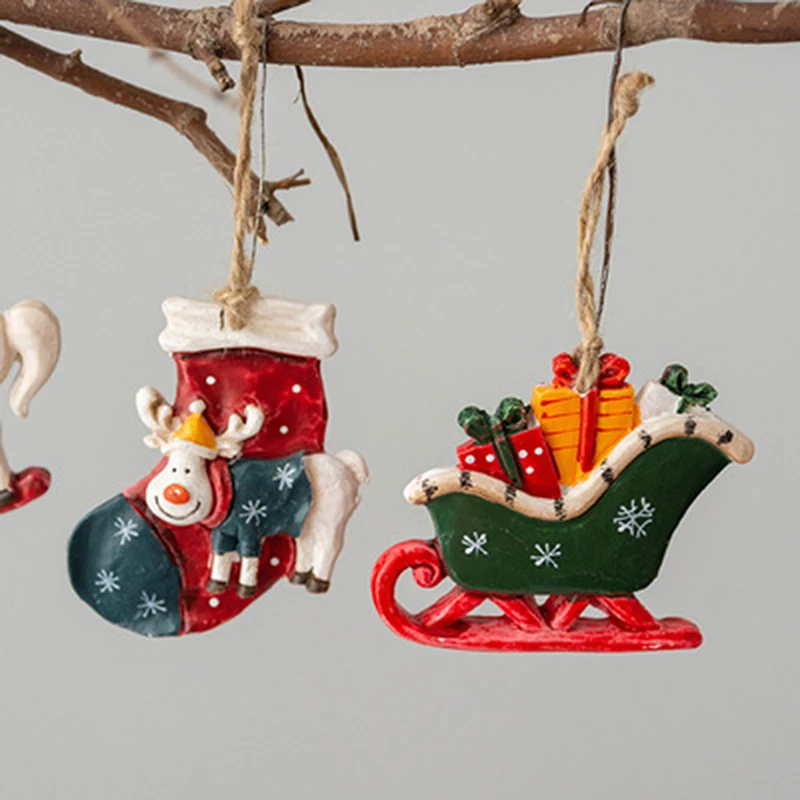 Christmas Resin Small Pendant Christmas Socks Gift Package Room Pendant Christmas Snowman Pendant Christmas Ornaments