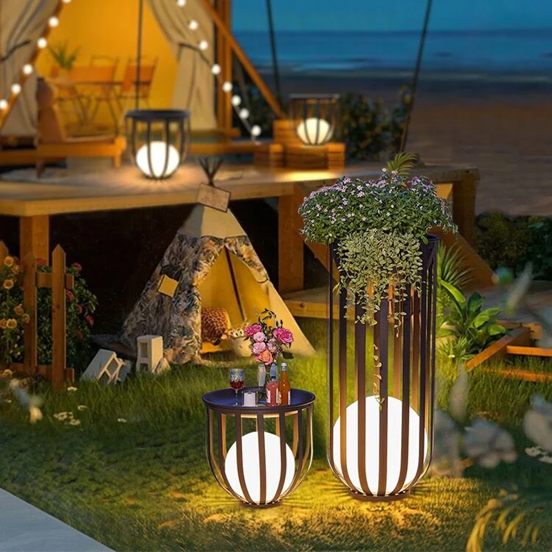 Modern Garden Tea Table Light Waterproof Lawn Lamp Solar Energy LED Landscape Lamp Outdoor Atmosphere Floor Lighting 3