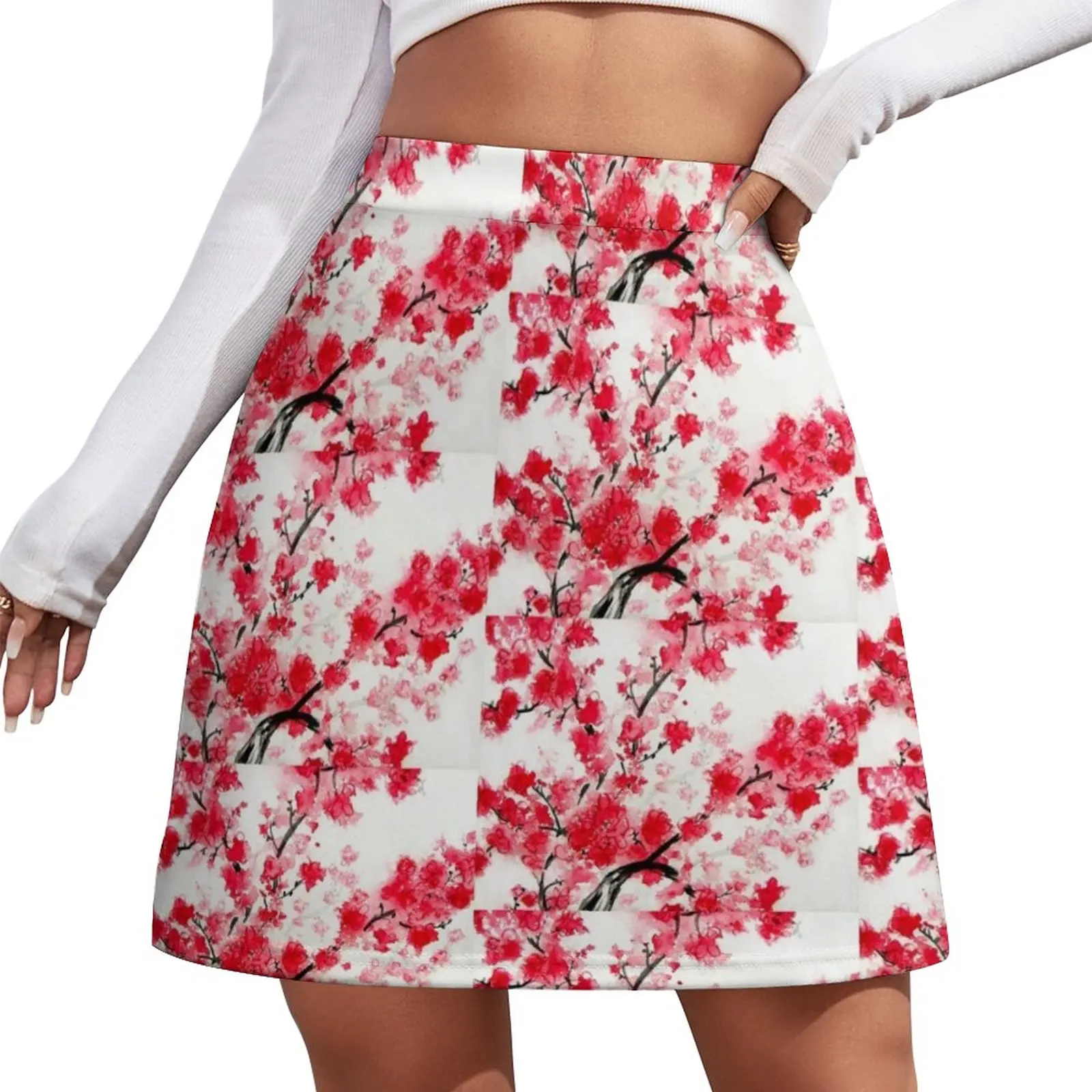 Cherry Blossoms Mini Skirt women's skirts trend 2024 Woman clothing