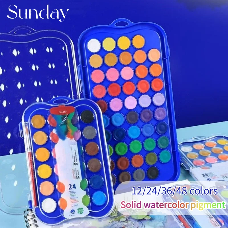 

12/28/36/48 Colors Watercolor Pigment, Solid Concentrated Watercolor Paint Set, Beginner Drawing Graffiti Palette Art Supplies
