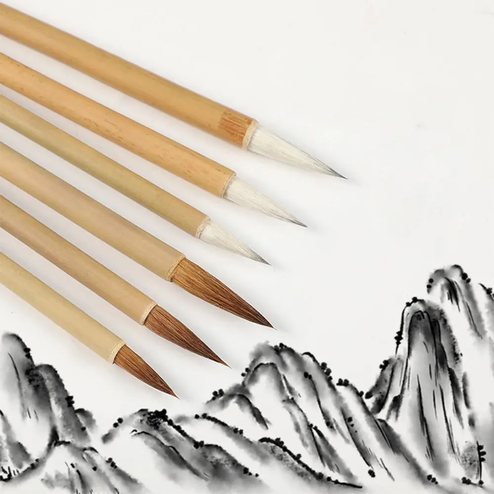 

Oil Watercolor Chinese Calligraphy Brush Bamboo Oil Painting Scriptures Writing Brush Wolf Hair Art Paint Brush Student