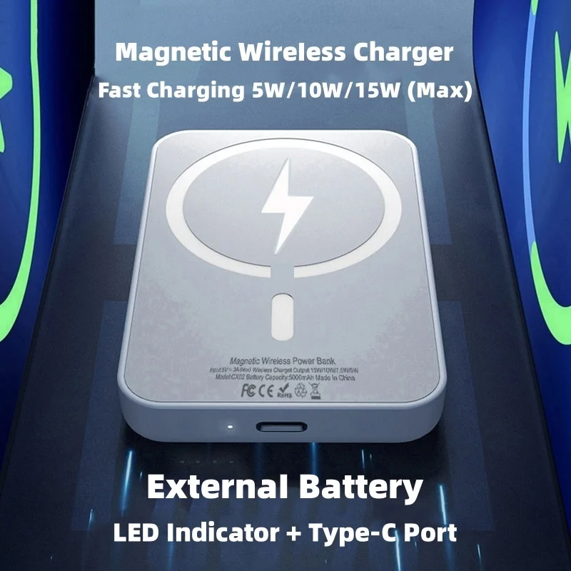 10000mAh 신형 마그네틱 무선 보조배터리 휴대전화 충전기는 아이폰 15 15Pro Max 15Plus C형 보조배터리 외장 배터리에 적용된다