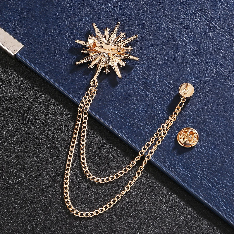 High-End Men's Suit Lapel Pin Diamond Embedded Tassel Dr Coat Pin Chest Flower Accory Faionable Jewelry Accories