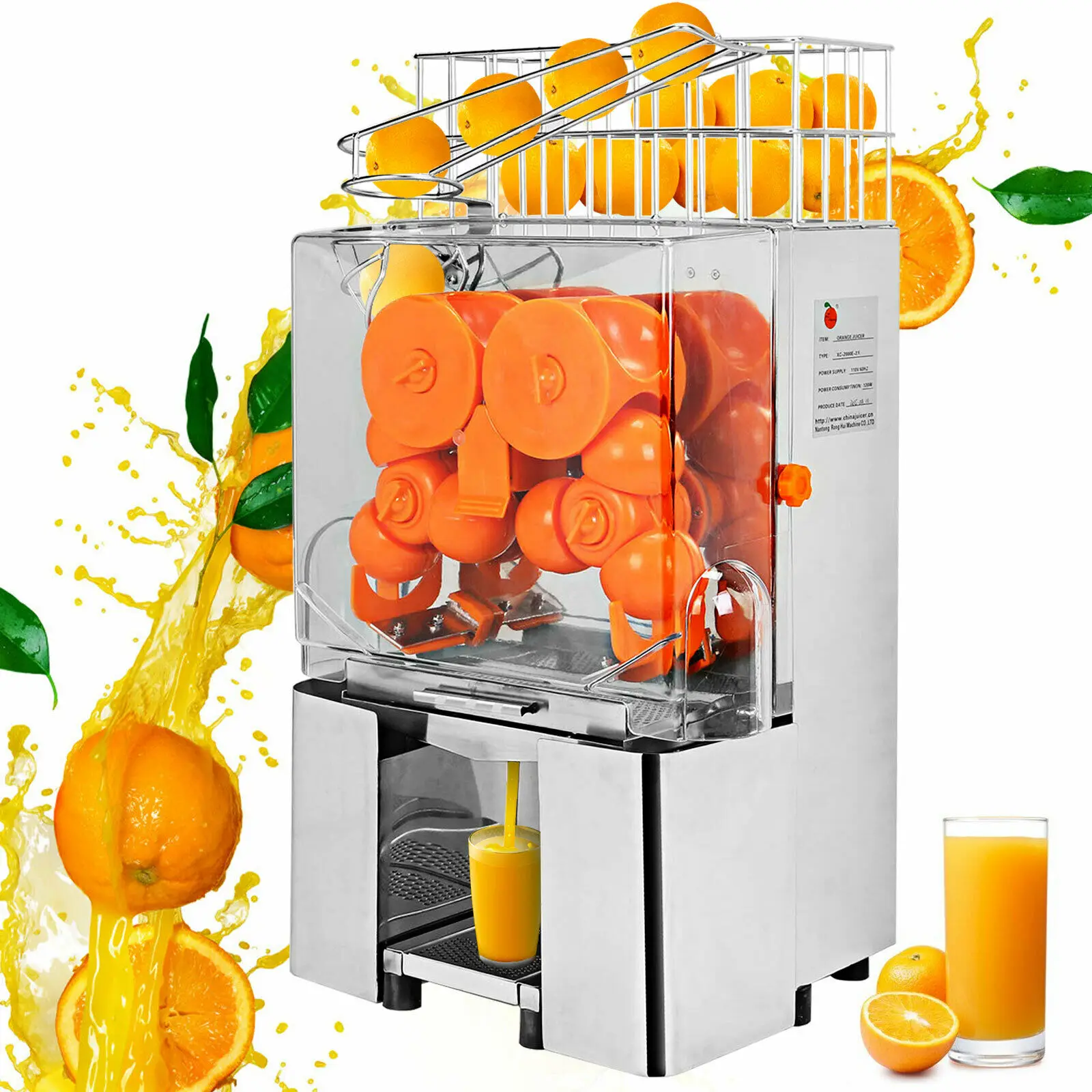 Stainless Steel Commercial Auto Feed Orange Juicer Squeezer Orange