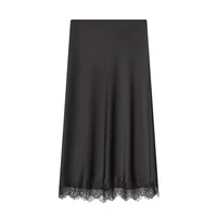 Women's Skirts Fashion Lace Decoration Satin Midi Skirt Vintage Women High Waist Long Skirts - Image 4