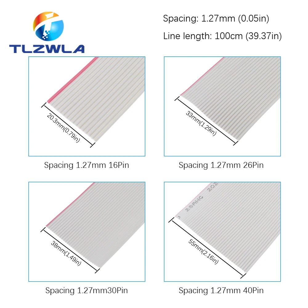 รูปสินค้า สายไฟฟ้า 8P-40P 10 เมตร 1.27 มม. สีเทา สำหรับ IDC FC 2.54 มม.
