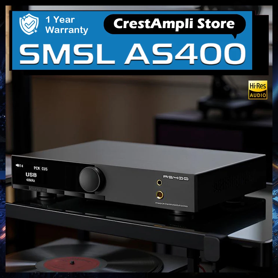 SMSL AS400 パワーアンプ DAC ヘッドフォンアンプ MQA-CD MM フォノ