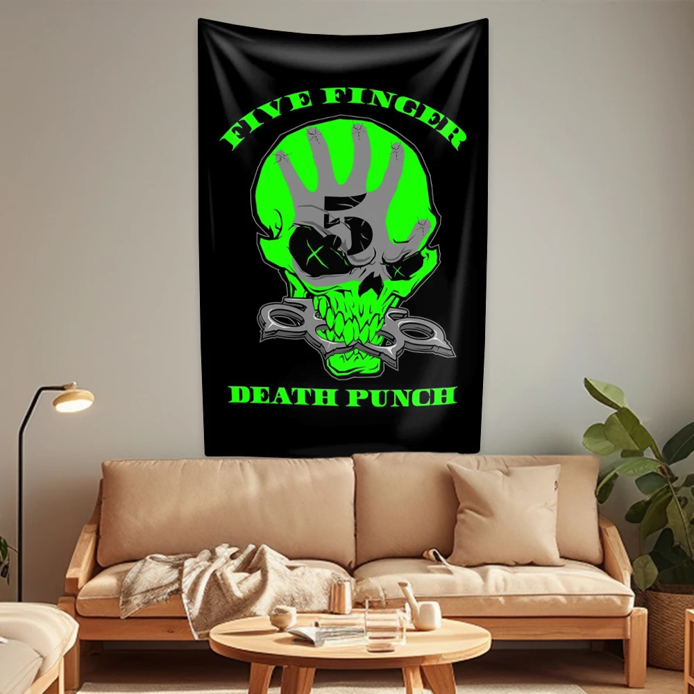 Metall Rockband f-fünf Finger Tapisserie Tod Punchs Wohnkultur Ästhetik Wandbehang Schlafsaal Party Hintergrund Geburtstags geschenke – Detail 8