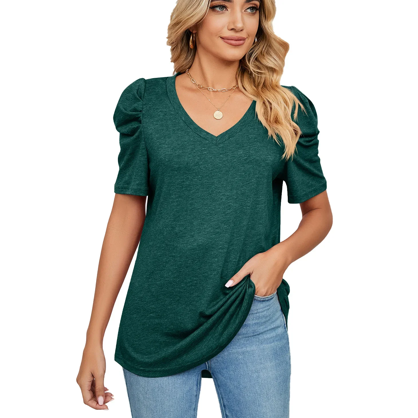 

Women Short Sleeve V Neck T Shirt Tops