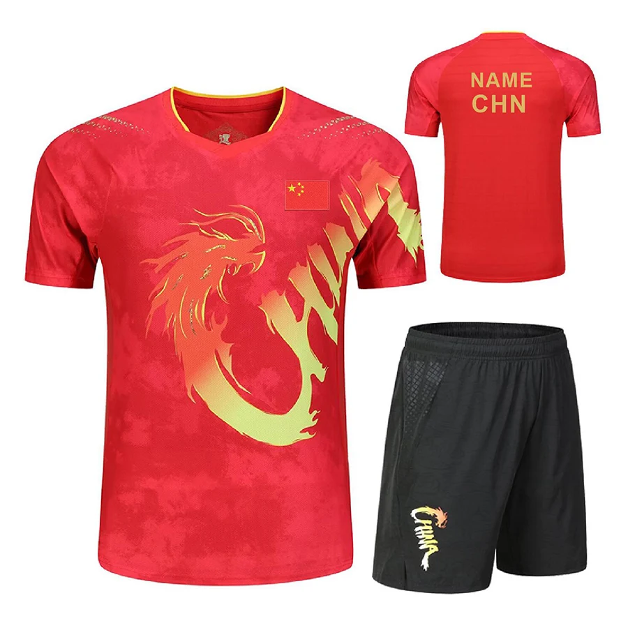 CHINA Dragon Table Tennis Uniform Shirts Shorts Suits Men Women Children pingpong sports set table tennis clothing